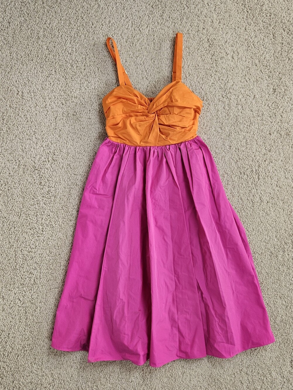 Kate Spade Mini Dress Twist Front Colorblock Orange Pink Womens 00 Smocked